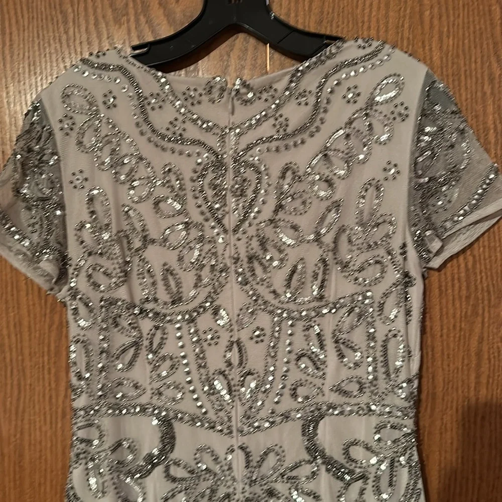 Adrianna Papell Silver Embellished Midi Dress - Picture 8 of 16